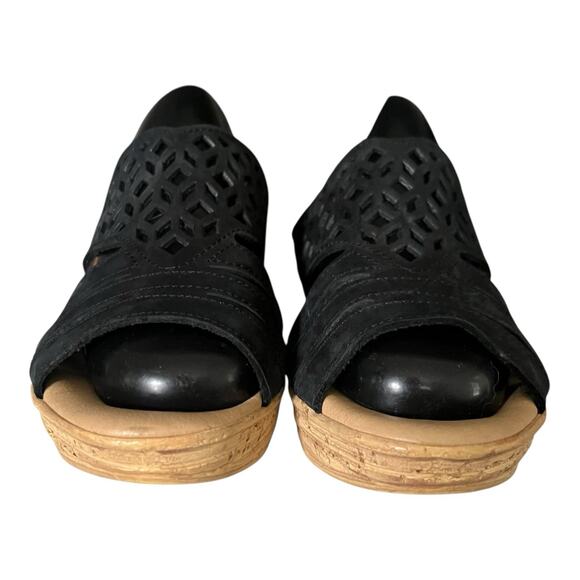 Spring Step Sandals Women Size 8 Italy 3" Cork Wedge Open Toe Leather - Picture 2 of 6